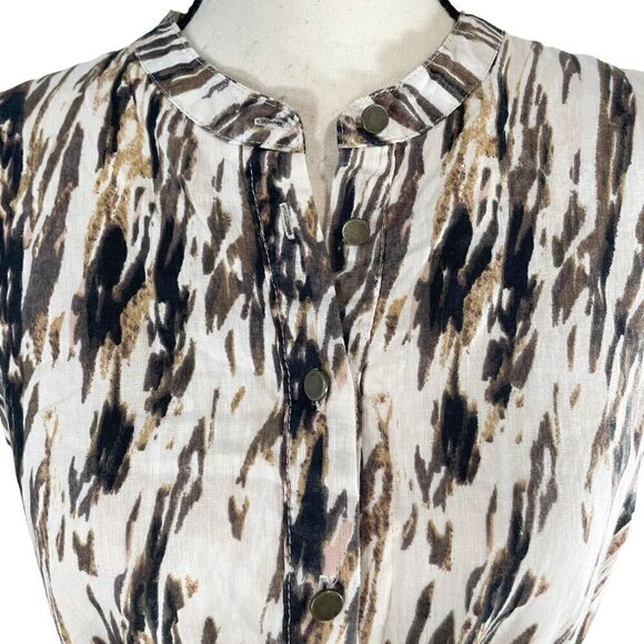 Cynthia Rowley Linen Ikat Sheath Dress Size 8 Brown - Picture 3 of 7